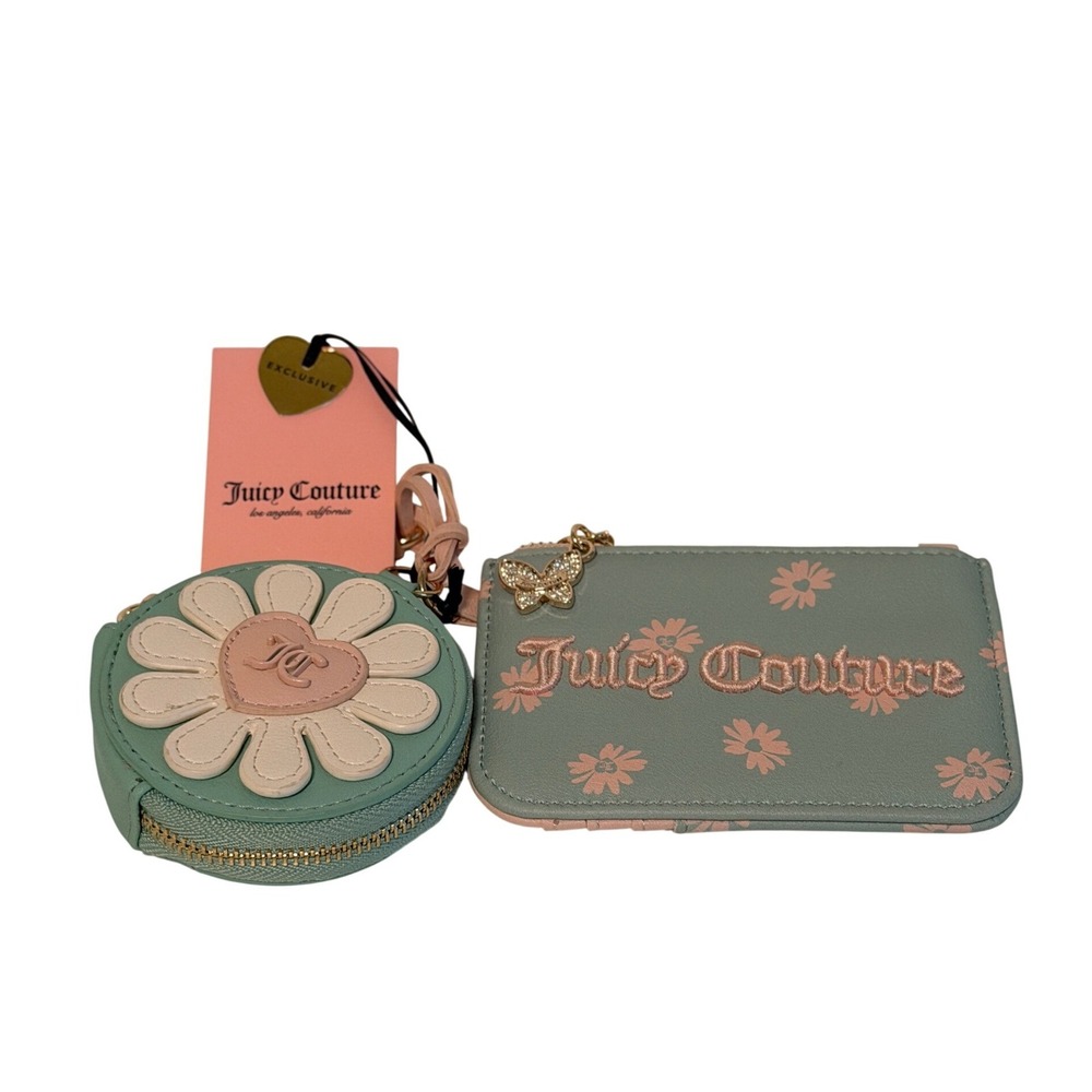Juicy Couture Card Holder Mint Floral Daisy Coin Purse Set Y2K Accessory New